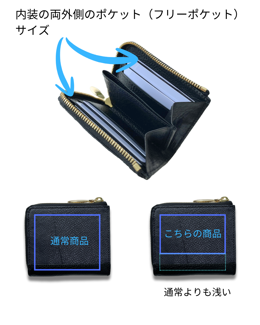 【アウトレット】L字ファスナーミニ財布　ブリ／マダイ　Ivory Black