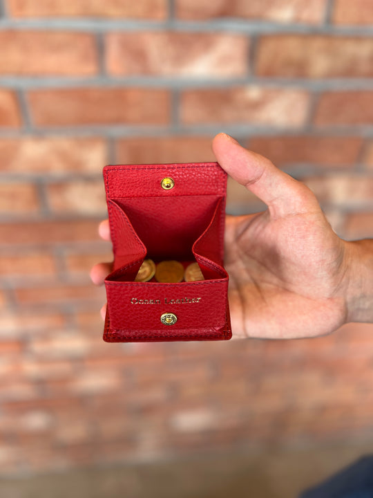 【剥製】美しい赤色のヒインコ標本 ガラスケース付き シイラのBOXコインケース｜Ocean Leather（オーシャンレザー）