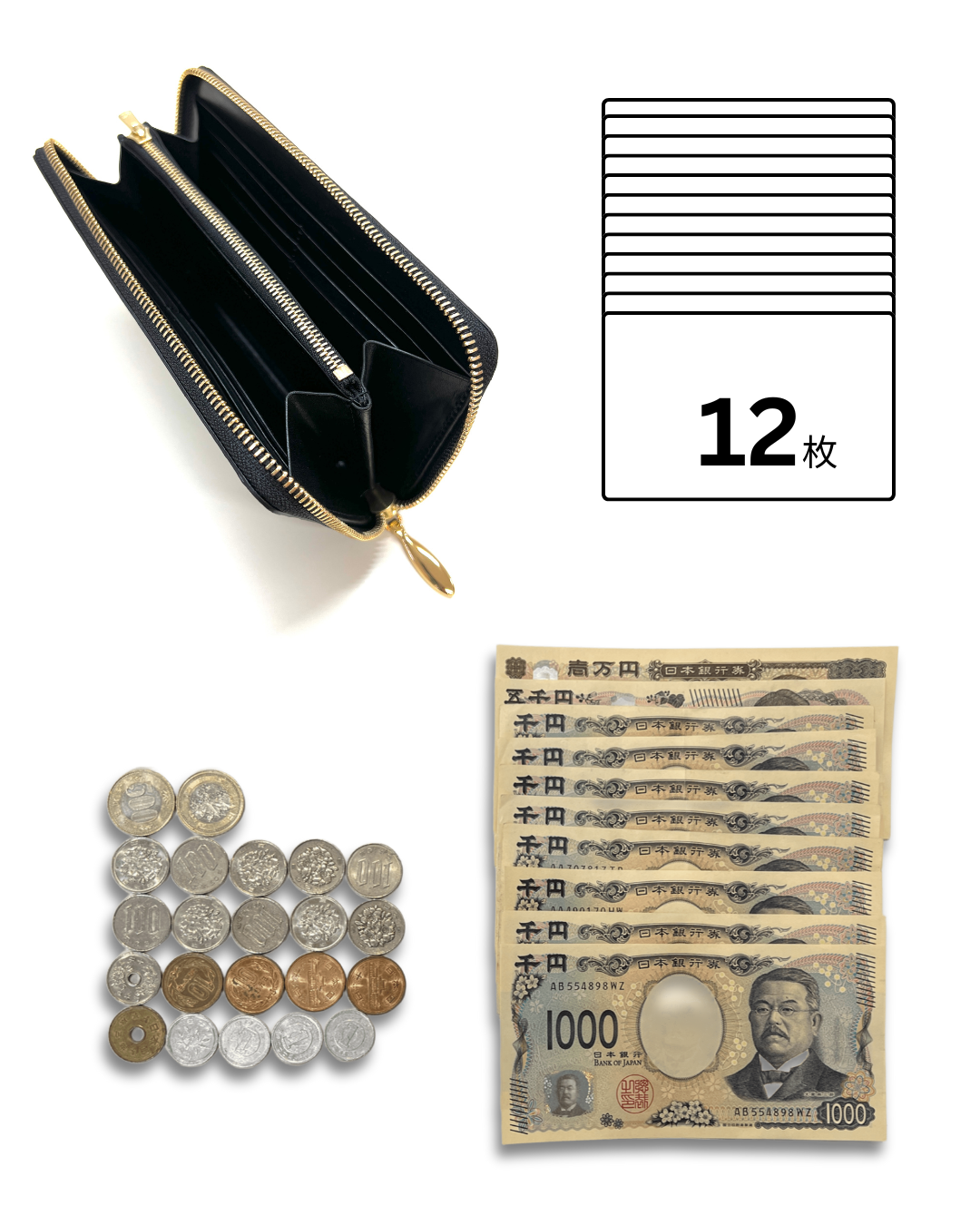 ラウンドファスナー長財布【サーモン】