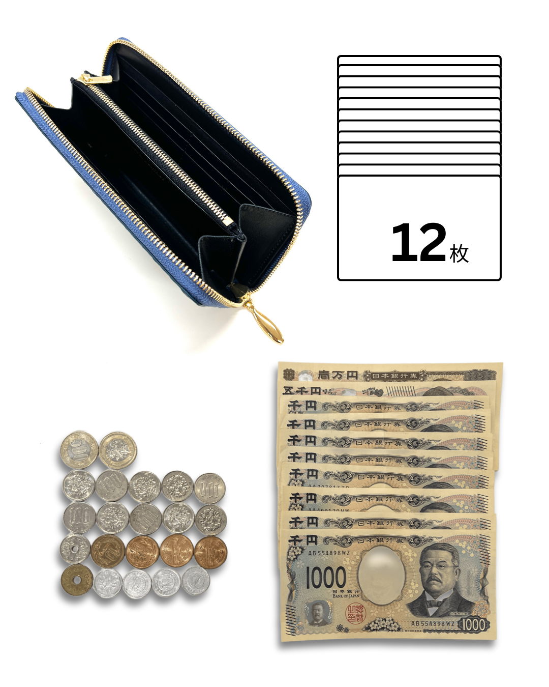 ラウンドファスナー長財布【サーモン】