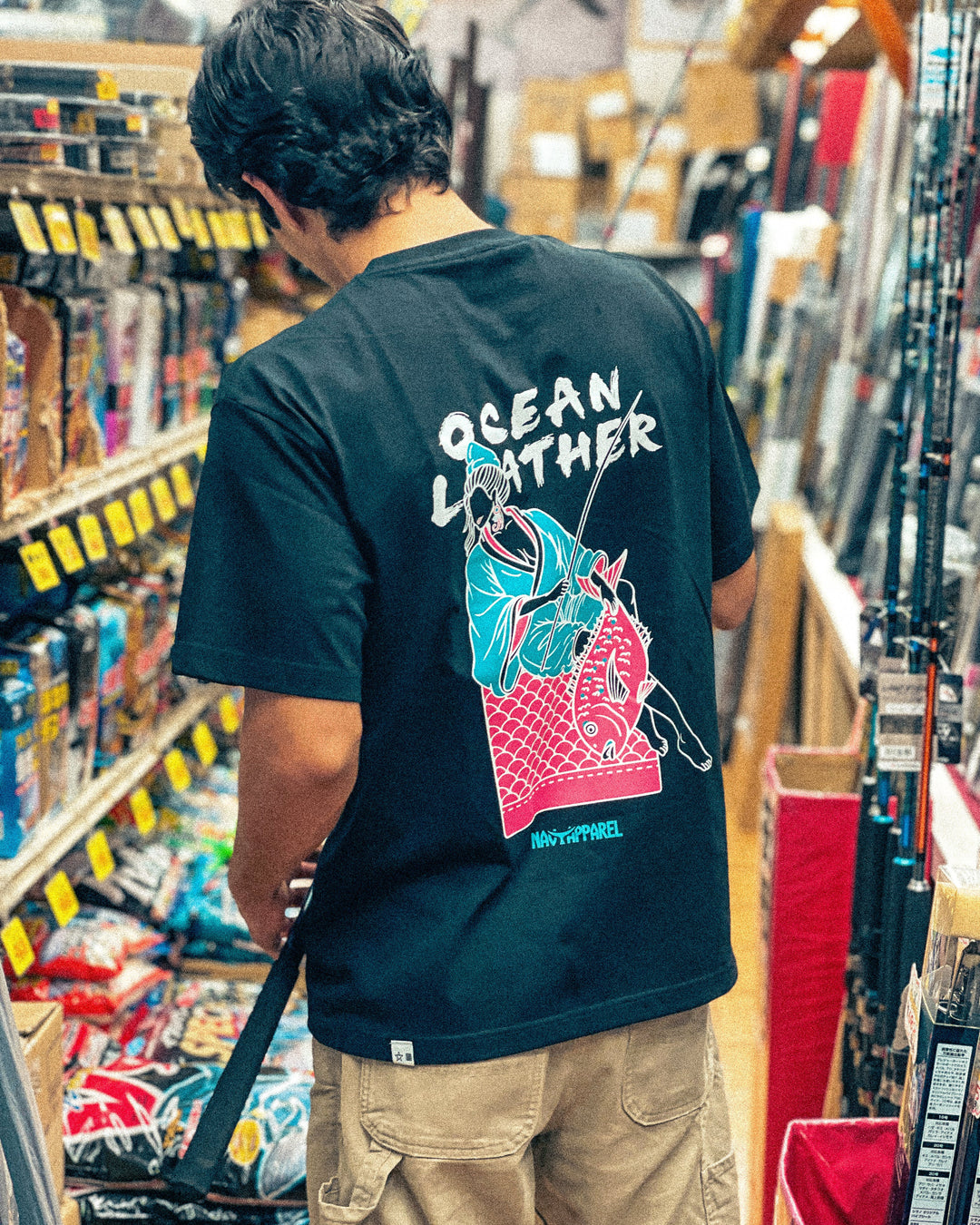 エビスガールT｜Navy Apparel × Ocean Leather コラボTシャツ